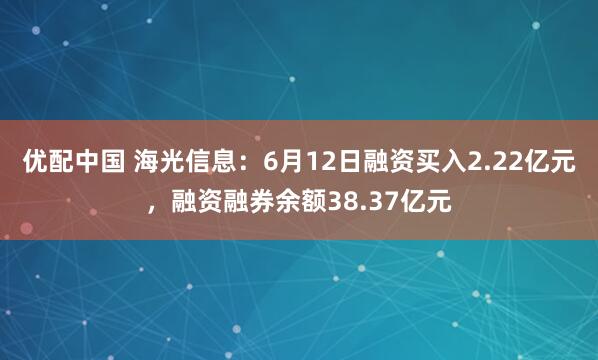 优配中国 海光信息：6月12日融资买入2.22亿元，融资融券余额38.37亿元